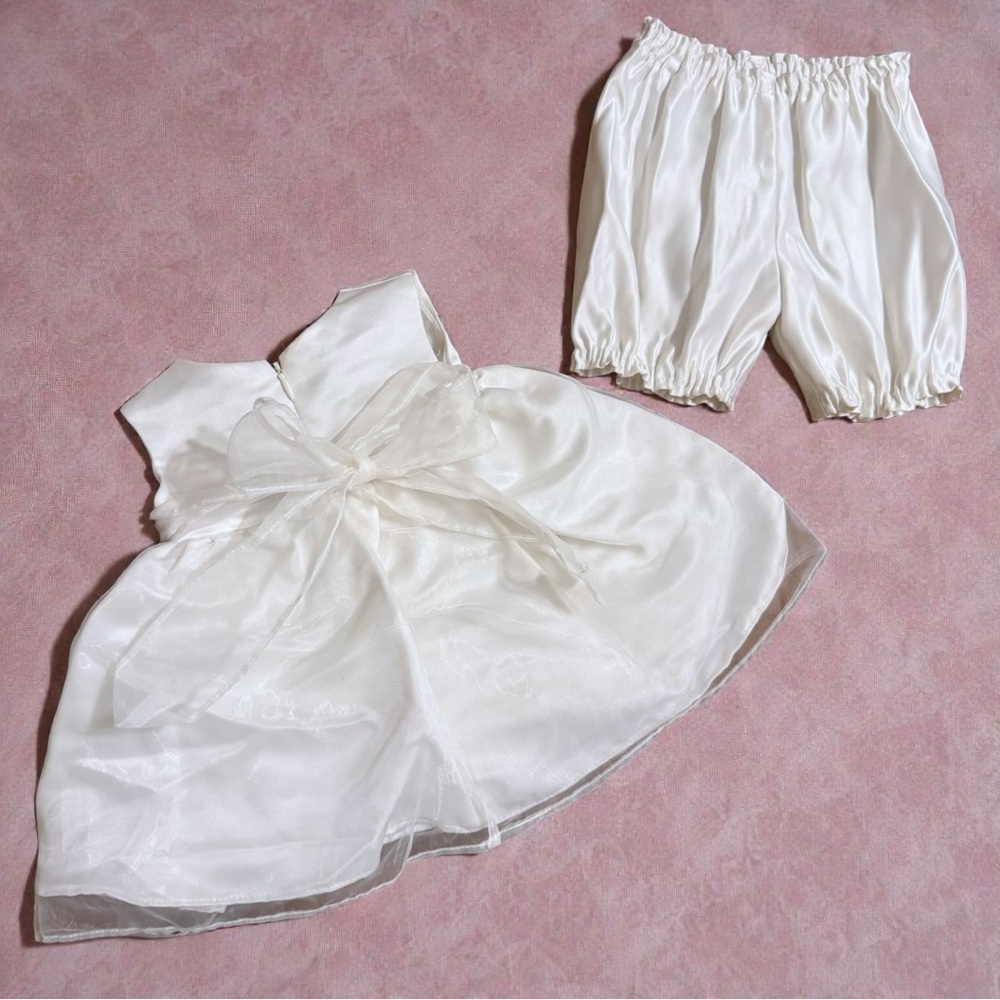 Jayne Copeland 3M Ivory Baptism Easter Wedding Dress Set w Bloomers - Picture 3 of 9